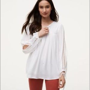 LOFT White Open Sleeve Blouse